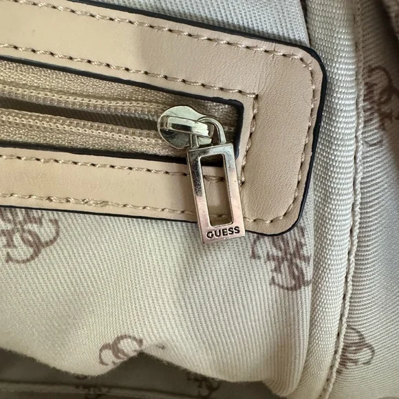 GUESS Monogram Leather Backpack in Brown and Tan - Picture 14 of 16